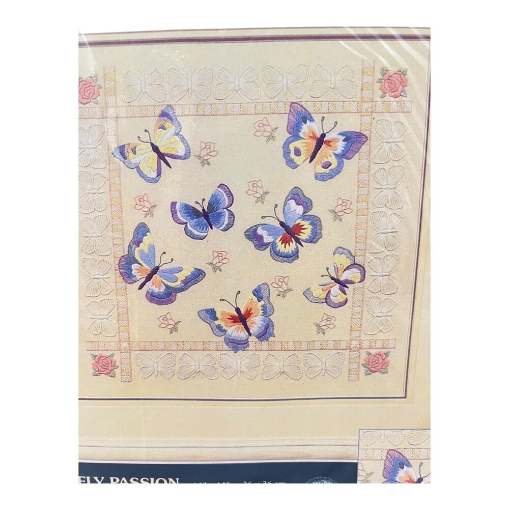 2001 Sunset Butterfly Passion Crewel Embroidery Kit 11124 14x14 Debra Bryan NEW